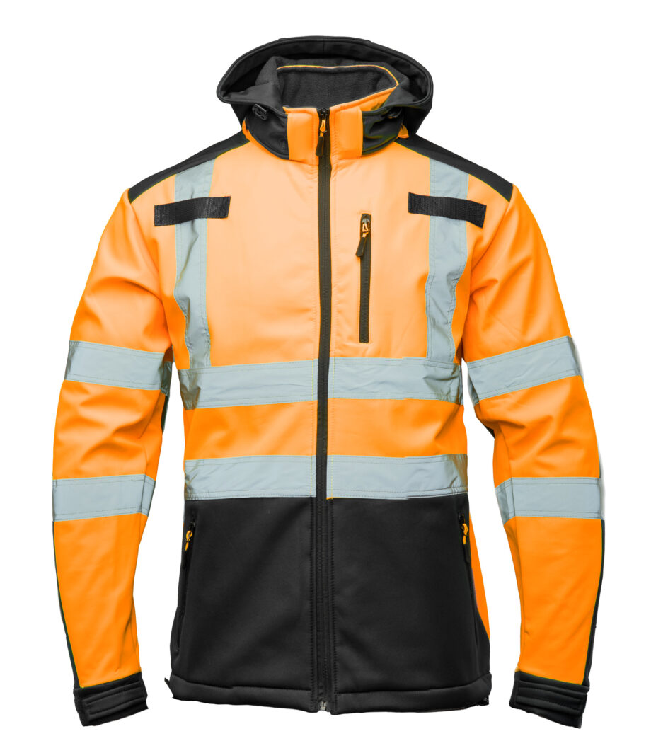 SOFTSHELL WSTAWKA GRANAT BF005 Z PASAMI ODBLASK. POMARAŃCZ KAT 2 klasa2